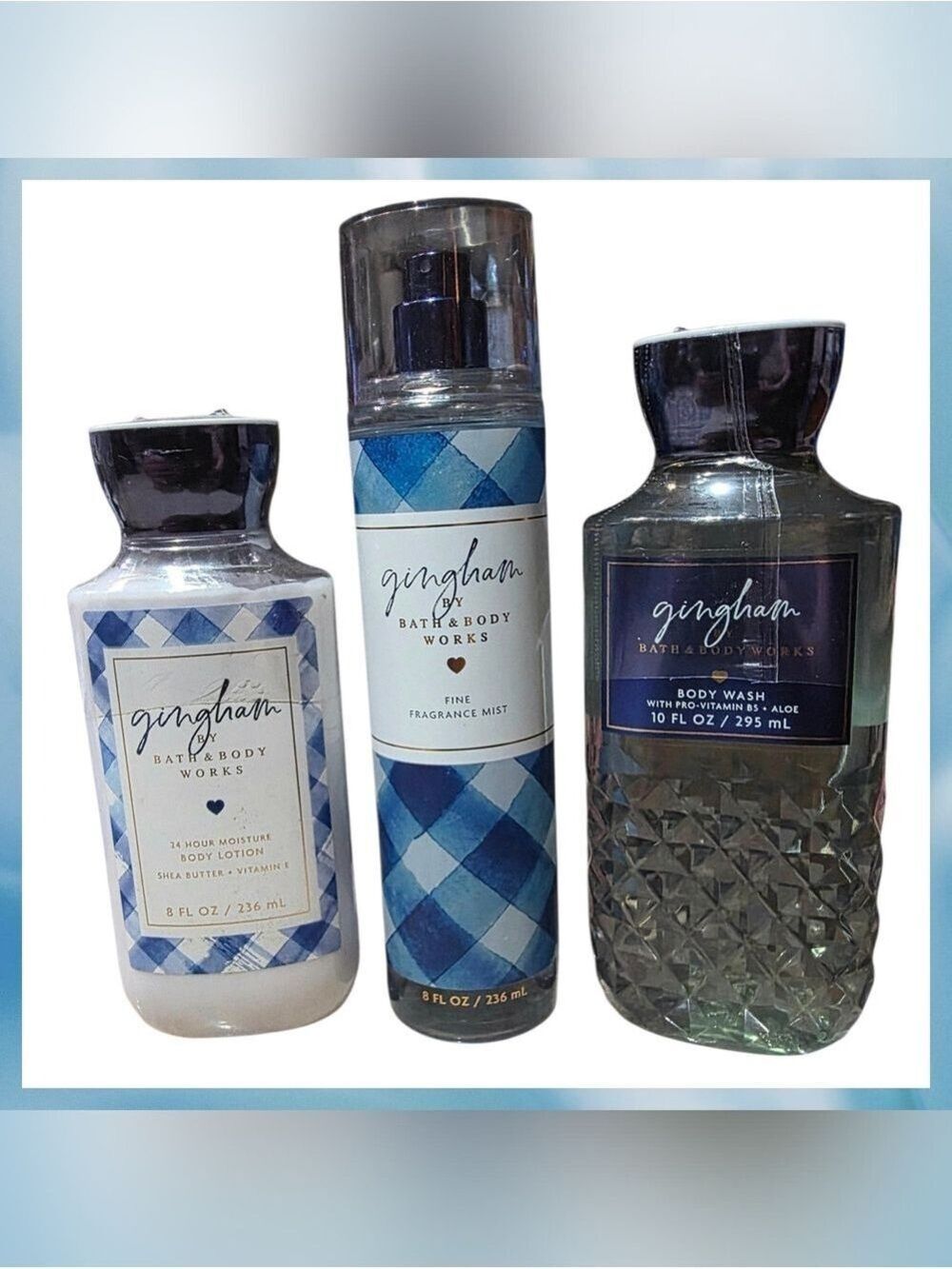 Gingham Blue Shower Gel, Body Lotion, & Fragrance Set By Bath & Body Works